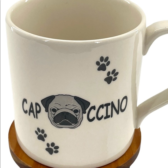 Royal Stafford Pottery Made in England "CapPUGccino" Coffee Mug w/ Pug & Paws - Picture 3 of 9